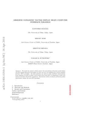 Capa do documento PDF - Paradigma de Interface Cérebro-Computador com Display Tátil por Ultrassom Aéreo