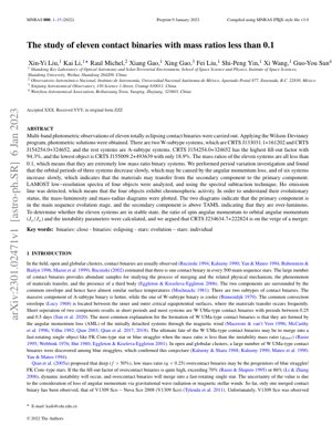 PDF दस्तावेज़ कवर - ग्यारह अत्यंत न्यून द्रव्यमान अनुपात वाली संपर्क द्विआधारी प्रणालियों का अध्ययन